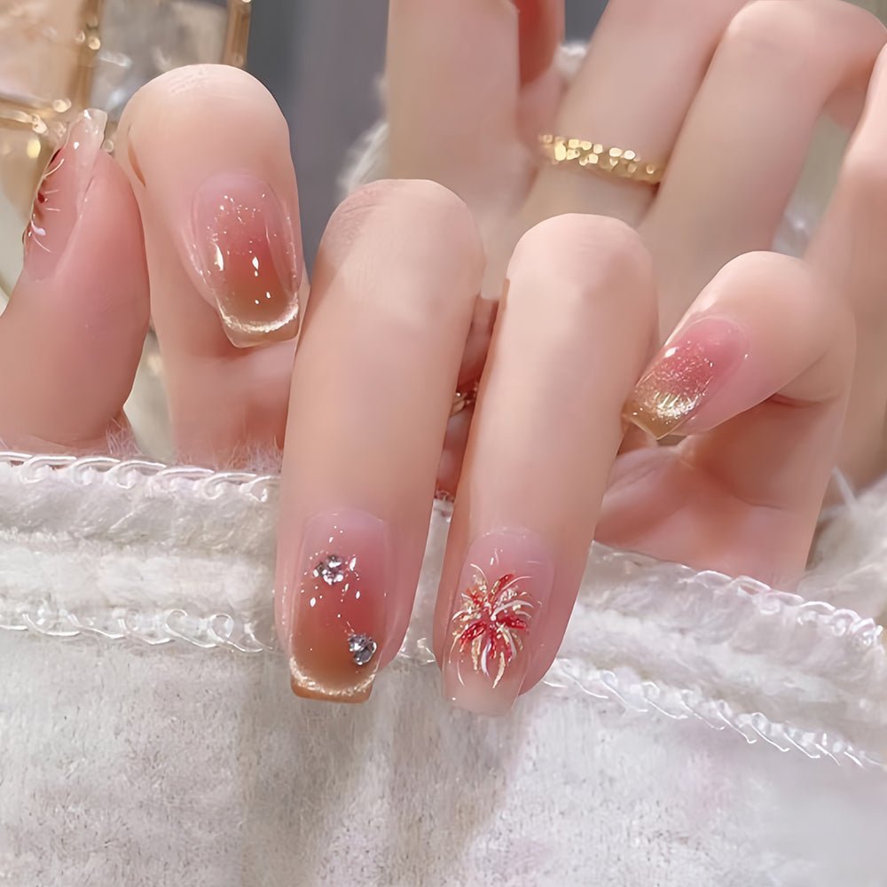 ネイルチップ Luminail プレミアムつけ爪 - 夕焼けピンクグラデーション ショートネイル - ネイルチップ専門店 Luminail ルミネイル