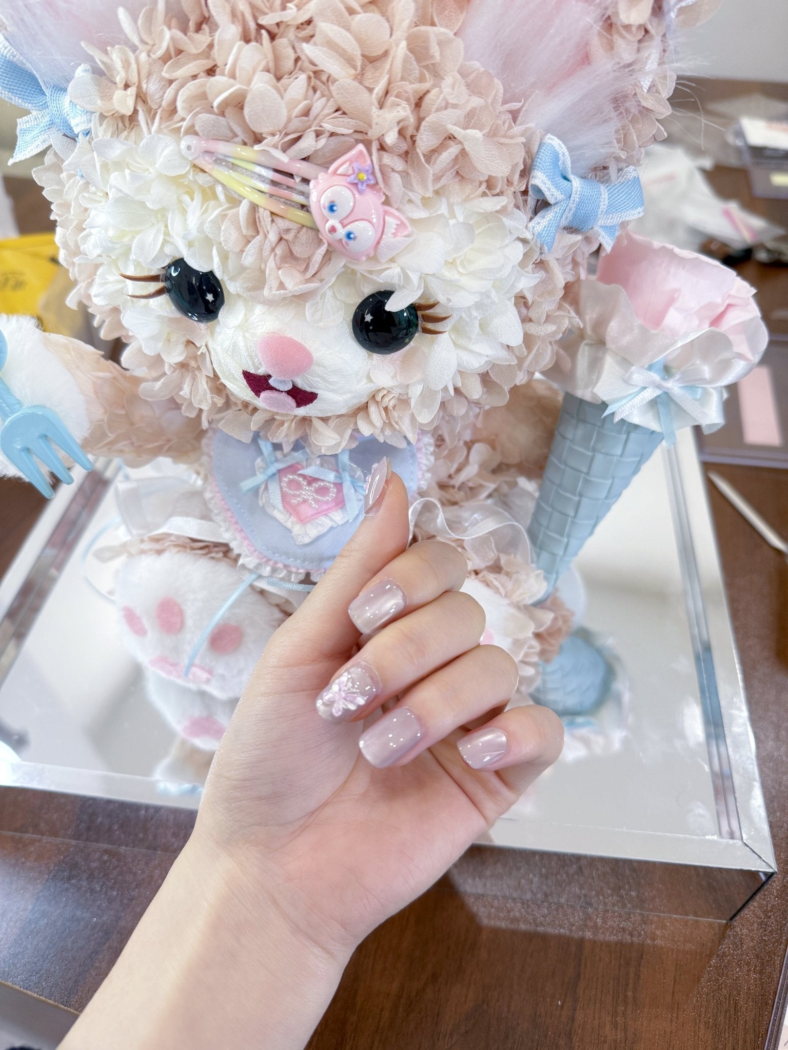 ネイルチップ Luminail プレミアムつけ爪 - パールバタフライデザインショートネイル - ネイルチップ専門店 Luminail ルミネイル