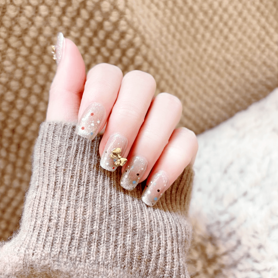 ネイルチップ Luminail プレミアムつけ爪 - ロマンティックカラフルドット ショートネイル - ネイルチップ専門店 Luminail ルミネイル