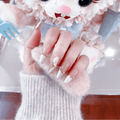 ネイルチップ Luminail プレミアムつけ爪 - 夢見るマーブルゴールドロングネイル - ネイルチップ専門店 Luminail ルミネイル