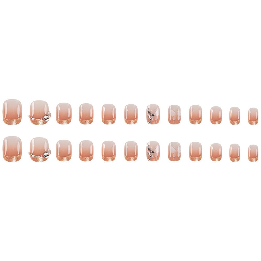 ネイルチップ Luminail プレミアムつけ爪 - 上品グラデーションベージュショートネイル - ネイルチップ専門店 Luminail ルミネイル