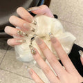 ネイルチップ Luminail プレミアムつけ爪 - エレガントゴールドフレンチロングネイル - ネイルチップ(付け爪)専門店luminailルミネイル
