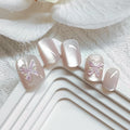 ネイルチップ Luminail プレミアムつけ爪 - パールバタフライデザインショートネイル - ネイルチップ専門店 Luminail ルミネイル