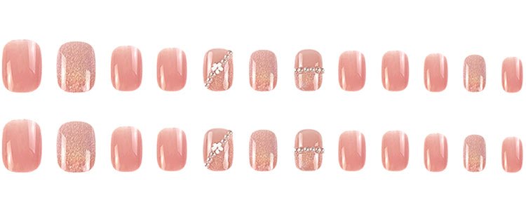 ネイルチップ Luminail プレミアムつけ爪 - ロマンティックピンクグリッター ショートネイル - ネイルチップ専門店 Luminail ルミネイル