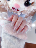 ネイルチップ Luminail プレミアムつけ爪 - ピンクベージュ ストーン付きロングネイル - ネイルチップ専門店 Luminail ルミネイル