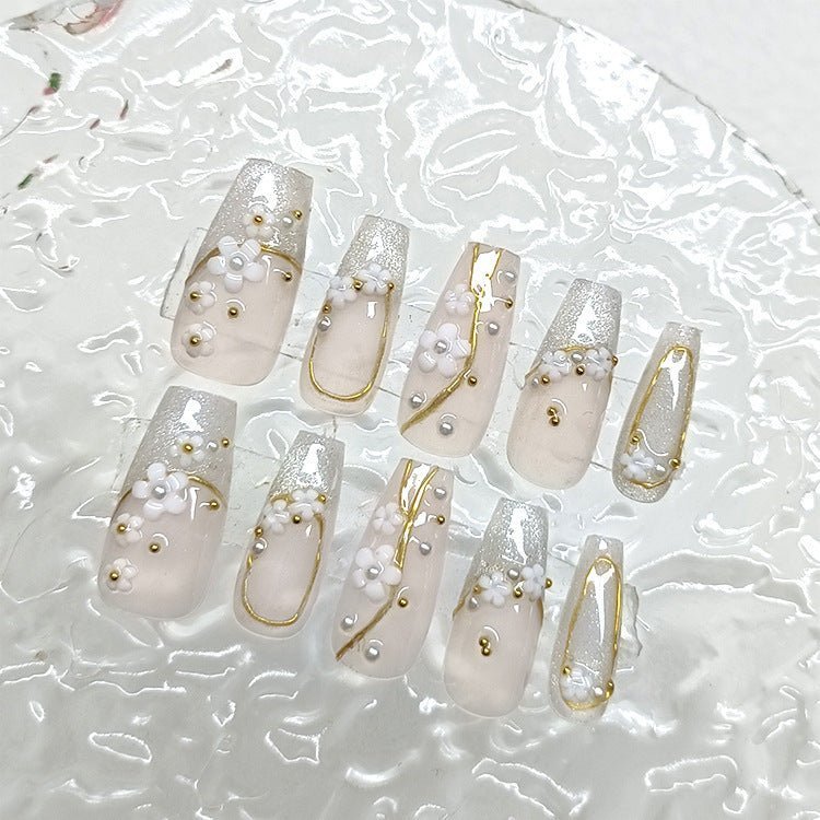 ネイルチップ Luminail プレミアムつけ爪 - ピュアフローラルロングネイル - ネイルチップ専門店 Luminail ルミネイル