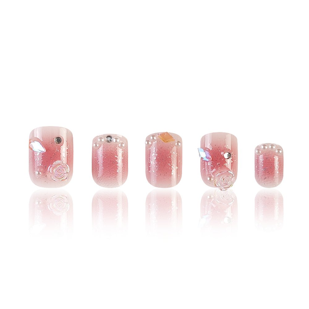 ネイルチップ Luminail プレミアムつけ爪 - ローズピンクグラデーション ショートネイル - ネイルチップ専門店 Luminail ルミネイル