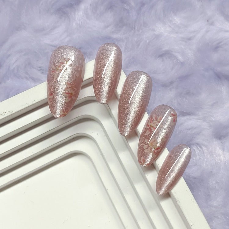 ネイルチップ Luminail プレミアムつけ爪 - 優雅なピンクフローラル ロングネイル - ネイルチップ専門店 Luminail ルミネイル