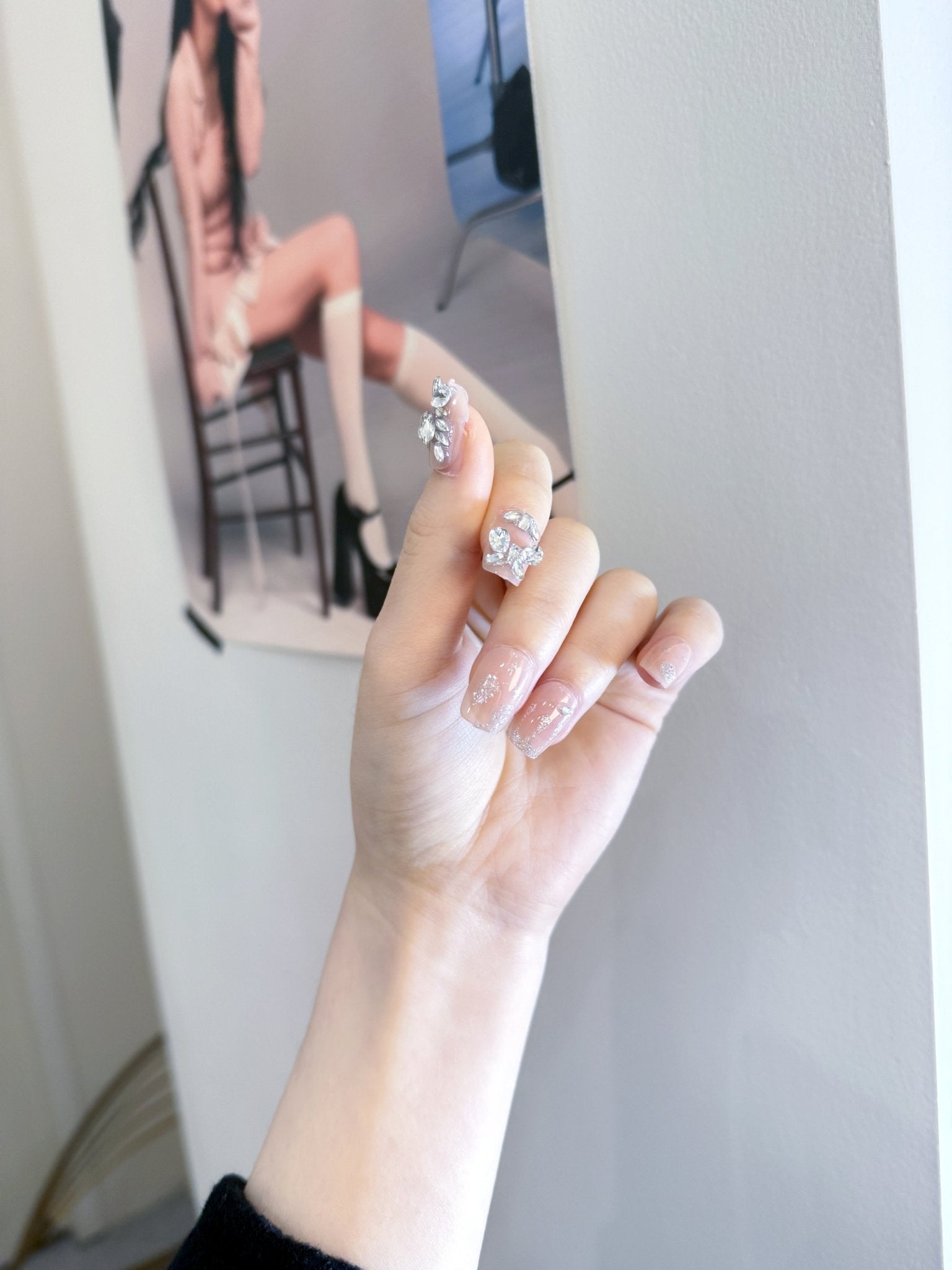 ネイルチップ Luminail プレミアムつけ爪 - シャンパンゴールドグリッターロングネイル - ネイルチップ専門店 Luminail ルミネイル