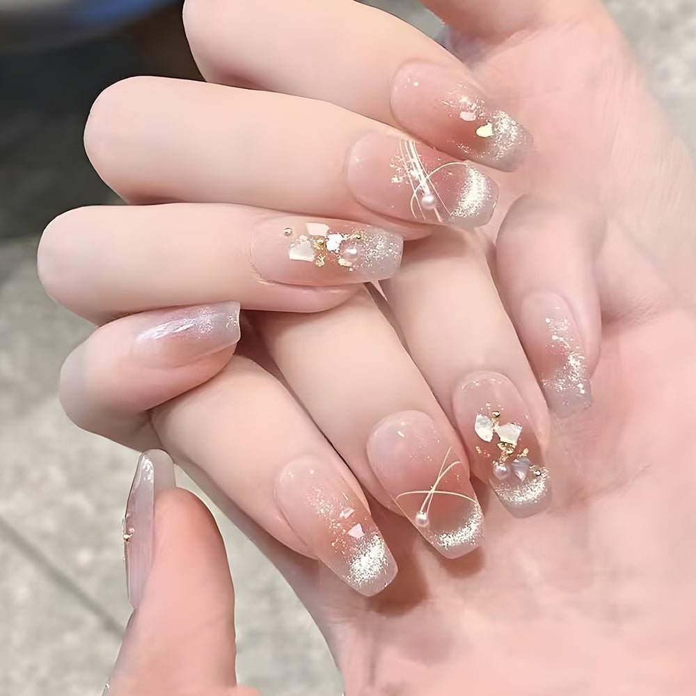 ネイルチップ Luminail プレミアムつけ爪 - 星屑の瞬きロングネイル - ネイルチップ専門店 Luminail ルミネイル