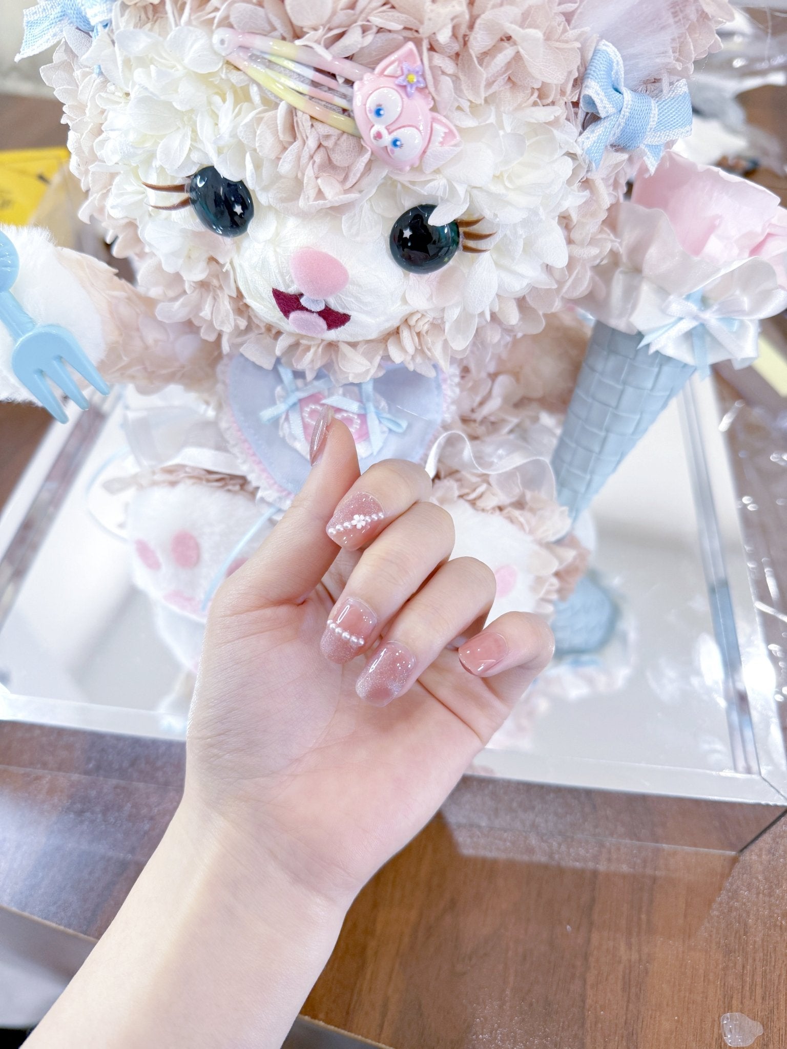 ネイルチップ Luminail プレミアムつけ爪 - ロマンティックピンクグリッター ショートネイル - ネイルチップ専門店 Luminail ルミネイル