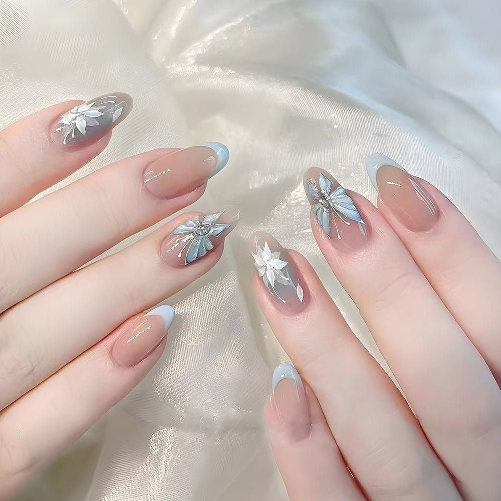ネイルチップ Luminail プレミアムつけ爪 - ミルキーベージュフレンチロングネイル - ネイルチップ専門店 Luminail ルミネイル