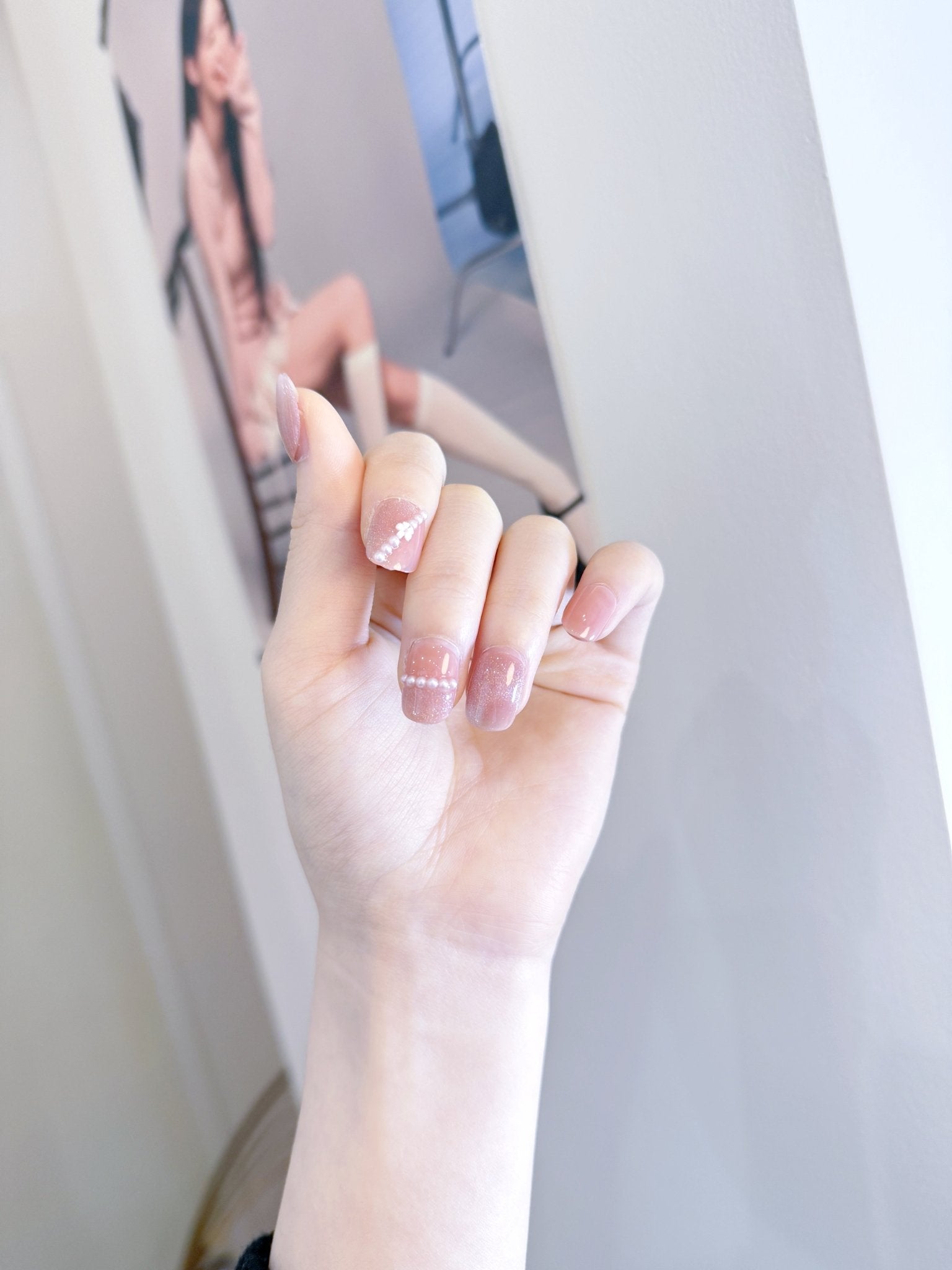 ネイルチップ Luminail プレミアムつけ爪 - ロマンティックピンクグリッター ショートネイル - ネイルチップ専門店 Luminail ルミネイル
