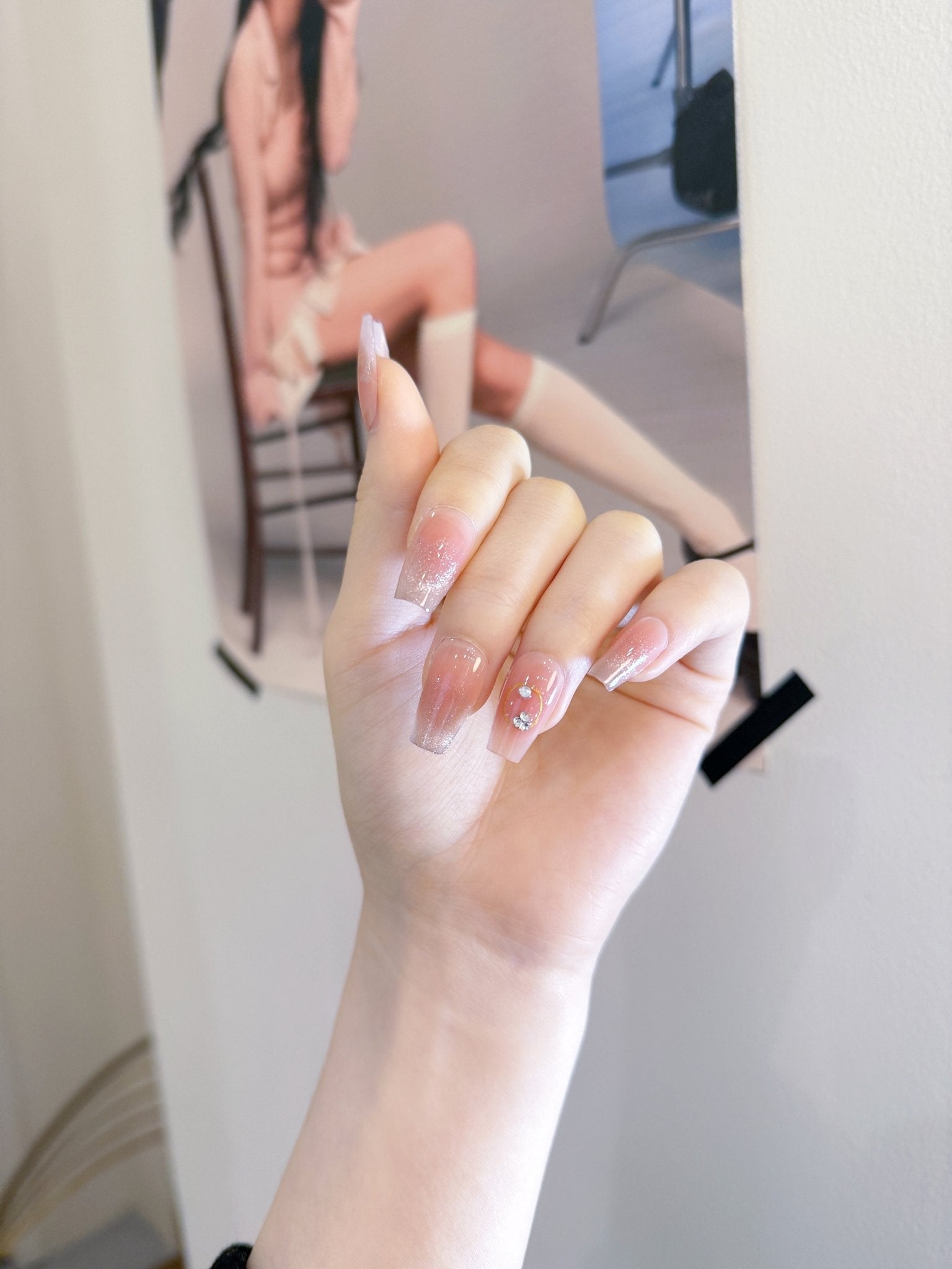 ネイルチップ Luminail プレミアムつけ爪 - ピーチグラデーションロングネイル - ネイルチップ専門店 Luminail ルミネイル