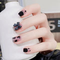 ネイルチップ Luminail プレミアムつけ爪 – ブラックリボンのエレガントショートネイル - ネイルチップ専門店 Luminail ルミネイル