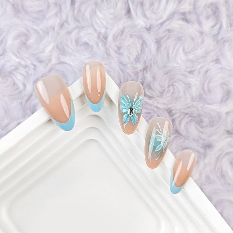 ネイルチップ Luminail プレミアムつけ爪 - ミルキーベージュフレンチロングネイル - ネイルチップ専門店 Luminail ルミネイル