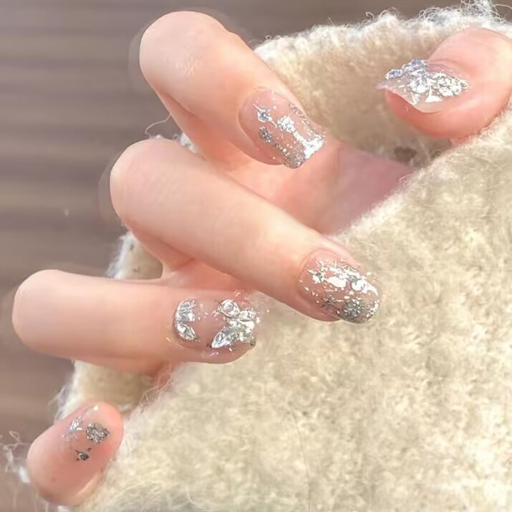ネイルチップ Luminail プレミアムつけ爪 - シャンパンゴールドグリッターロングネイル - ネイルチップ専門店 Luminail ルミネイル