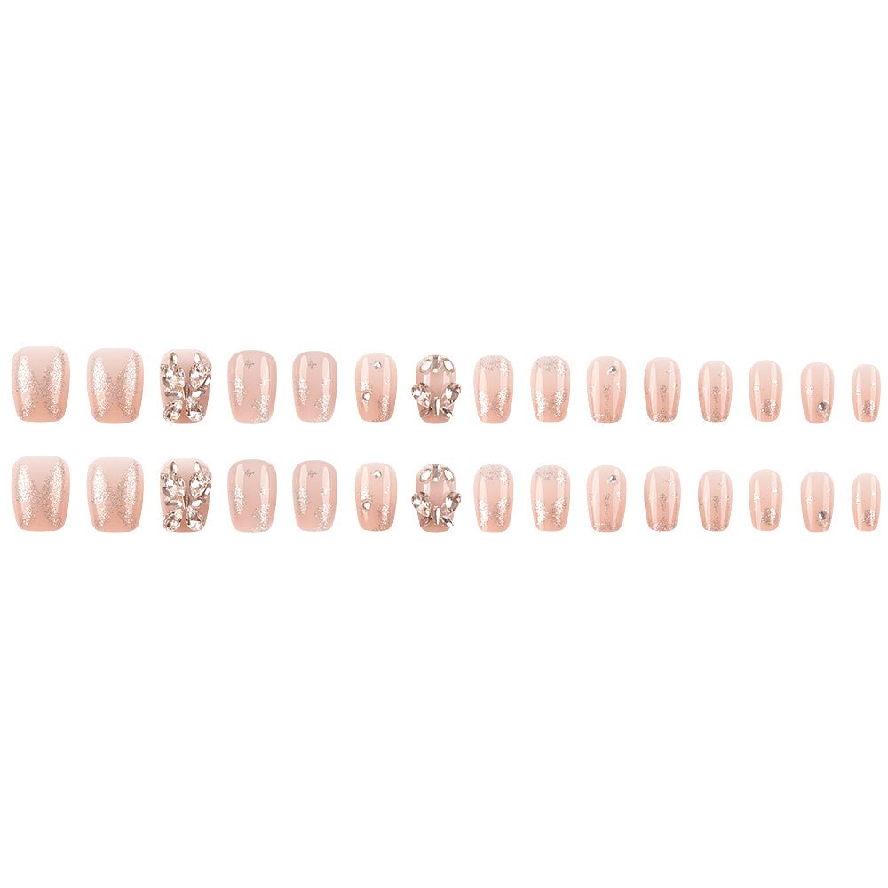 ネイルチップ Luminail プレミアムつけ爪 - シャンパンゴールドグリッターロングネイル - ネイルチップ専門店 Luminail ルミネイル